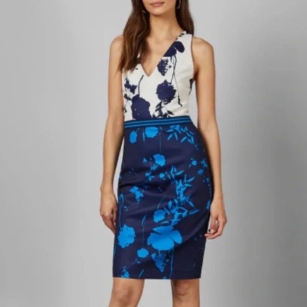 Ted Baker Floral Dress With Open Back